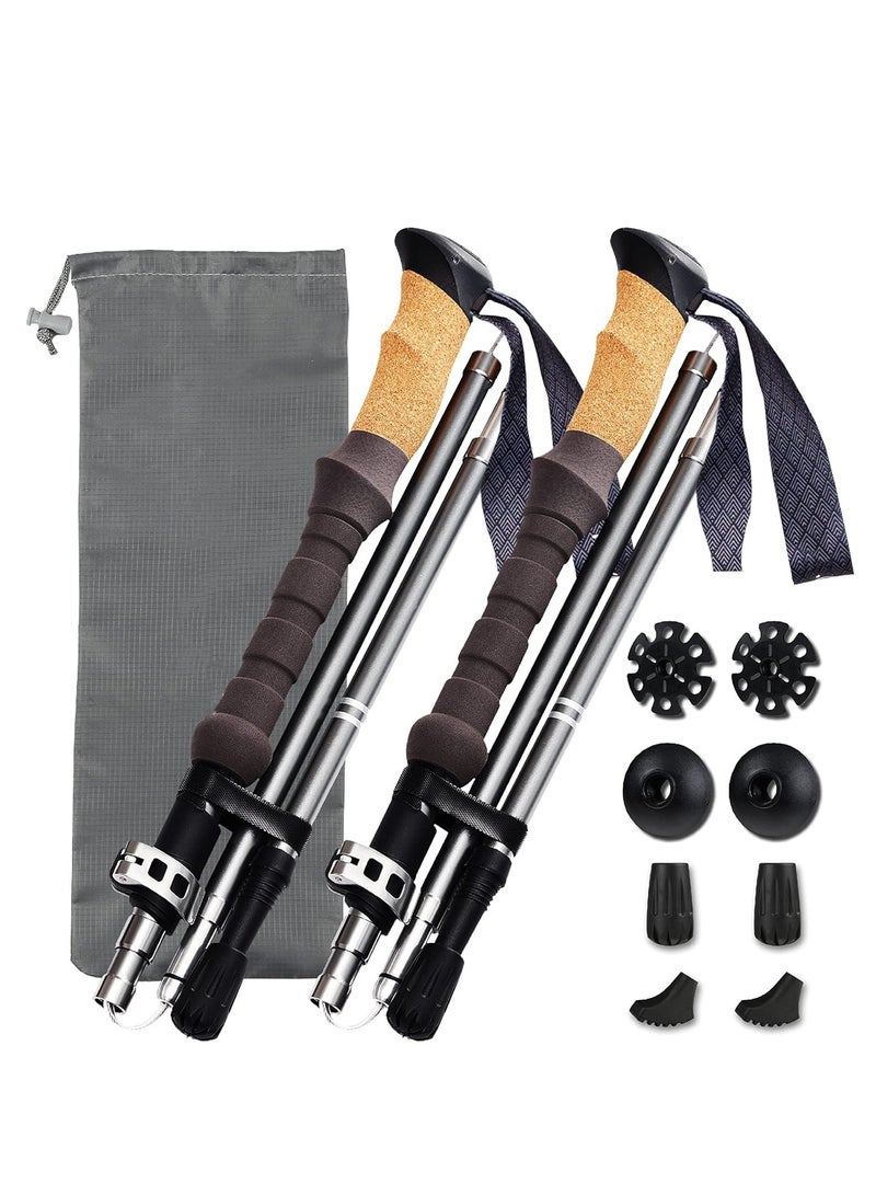 أعمدة تريكو قابلة للطي - عصي مشي خفيفة الوزن: مصنوعة من الألومنيوم القابل للطي بمقابض فلين، خفيفة الوزن ومناسبة للرحلات والمشي لكبار السن والنساء والرجال. - Image 1