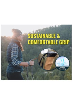 Generic Trekking Poles Collapsible Nordic Hiking Poles - Cork Handle 2pc Ultralight Folding Walking Sticks, Hiking Sticks, Lightweight Aluminum Foldable Trekking Walking Sticks for Seniors Women Men  - Image 2