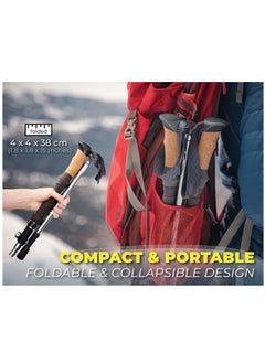 Generic Trekking Poles Collapsible Nordic Hiking Poles - Cork Handle 2pc Ultralight Folding Walking Sticks, Hiking Sticks, Lightweight Aluminum Foldable Trekking Walking Sticks for Seniors Women Men  - Image 3