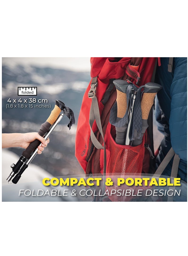 أعمدة تريكو قابلة للطي - عصي مشي خفيفة الوزن: مصنوعة من الألومنيوم القابل للطي بمقابض فلين، خفيفة الوزن ومناسبة للرحلات والمشي لكبار السن والنساء والرجال. - Image 3