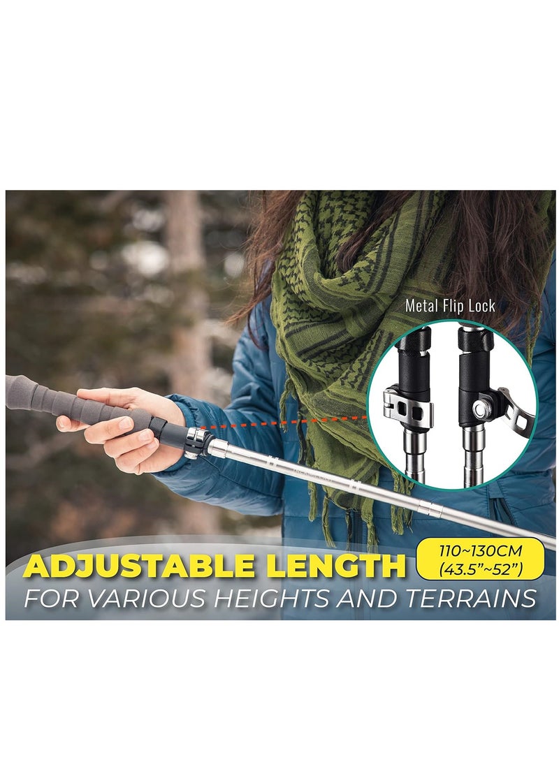 أعمدة تريكو قابلة للطي - عصي مشي خفيفة الوزن: مصنوعة من الألومنيوم القابل للطي بمقابض فلين، خفيفة الوزن ومناسبة للرحلات والمشي لكبار السن والنساء والرجال. - Image 4