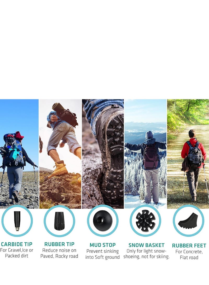 أعمدة تريكو قابلة للطي - عصي مشي خفيفة الوزن: مصنوعة من الألومنيوم القابل للطي بمقابض فلين، خفيفة الوزن ومناسبة للرحلات والمشي لكبار السن والنساء والرجال. - Image 5