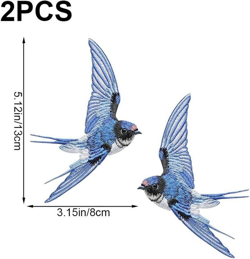 Sanfly Swallow Embroidered Patches 1 Pair Birds Assorted Iron-on or Sew-on Embroidered Patch Clothing Repair Patches Decorative Patches for Bags Hats - Image 5