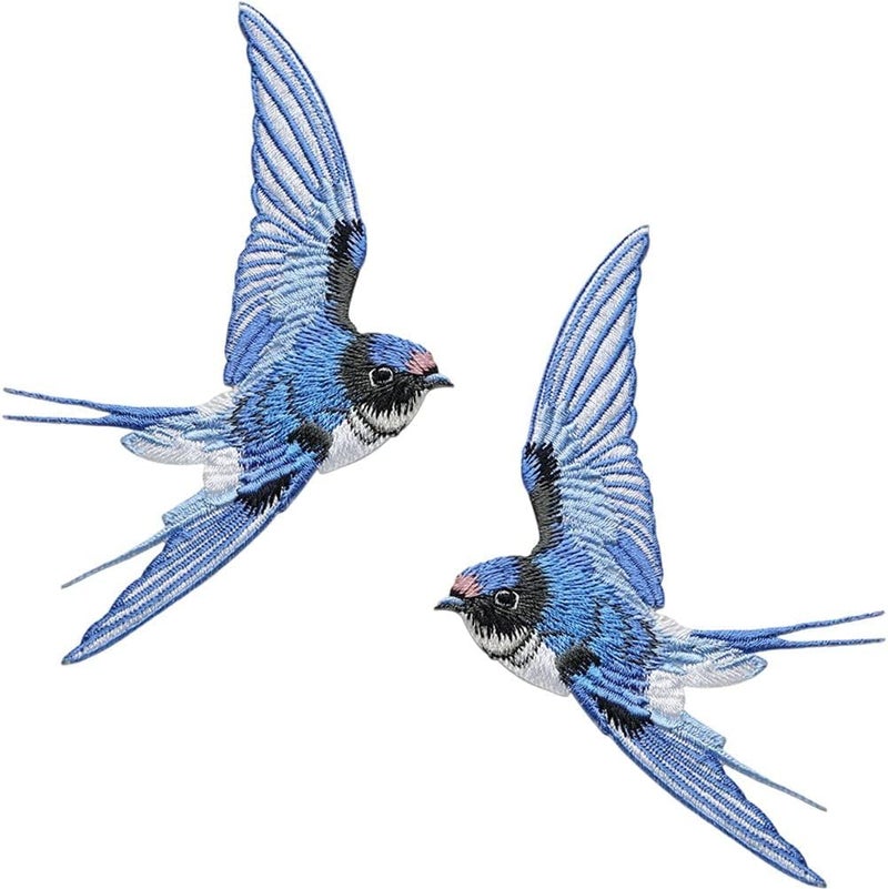 Sanfly Swallow Embroidered Patches 1 Pair Birds Assorted Iron-on or Sew-on Embroidered Patch Clothing Repair Patches Decorative Patches for Bags Hats - Image 1
