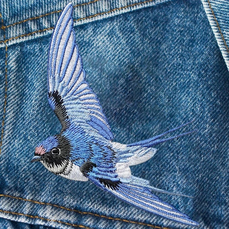 Sanfly Swallow Embroidered Patches 1 Pair Birds Assorted Iron-on or Sew-on Embroidered Patch Clothing Repair Patches Decorative Patches for Bags Hats - Image 3