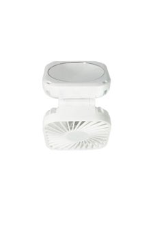 Generic Folding Convenient Small Fan With Mirror White  - Image 2