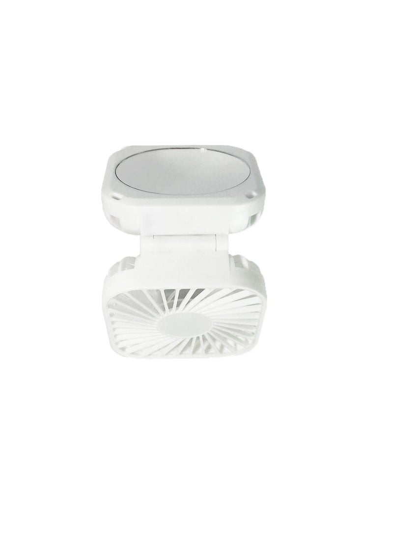 Generic - Folding Convenient Small Fan With Mirror White - Image 1