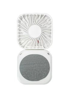 Generic Folding Convenient Small Fan With Mirror White  - Image 1