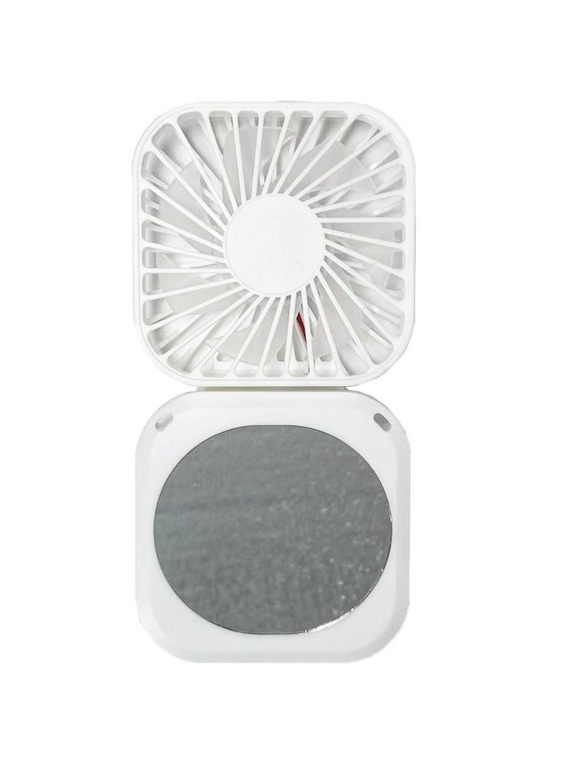 Generic - Folding Convenient Small Fan With Mirror White - Image 1