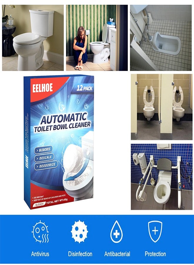 EELHOE - EELHOE Toilet Bowl Cleaner Tablets 12 PACK, Automatic Toilet Bowl Cleaners with Bleach, Durable Toilet Tank Cleaners with Sustained-Release Technology, Household Toilet Cleaners with Easy Operation - Image 1