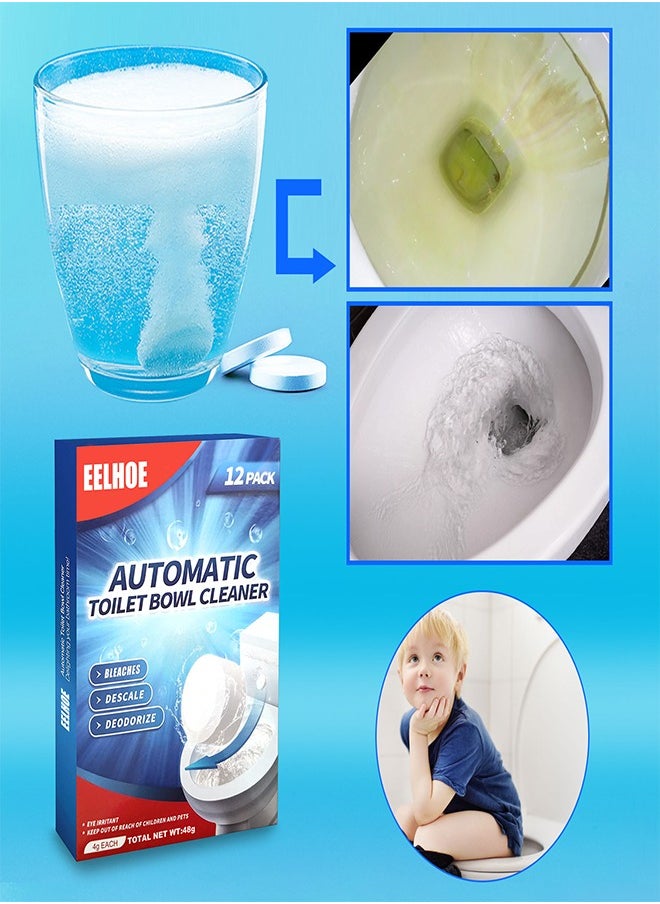 EELHOE - EELHOE Toilet Bowl Cleaner Tablets 12 PACK, Automatic Toilet Bowl Cleaners with Bleach, Durable Toilet Tank Cleaners with Sustained-Release Technology, Household Toilet Cleaners with Easy Operation - Image 1