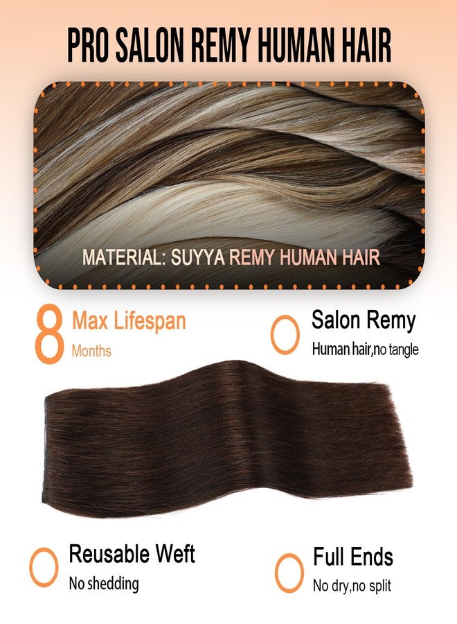 SUYYA Butterfly Weft Hair Extensions Human Hair Glueless OVO Pu Hole Genius Hand Tied Invisible DIY Double Weft Hair Extensions Straight 2PCS 14 inches Color #2 Darkest Brown - Image 3