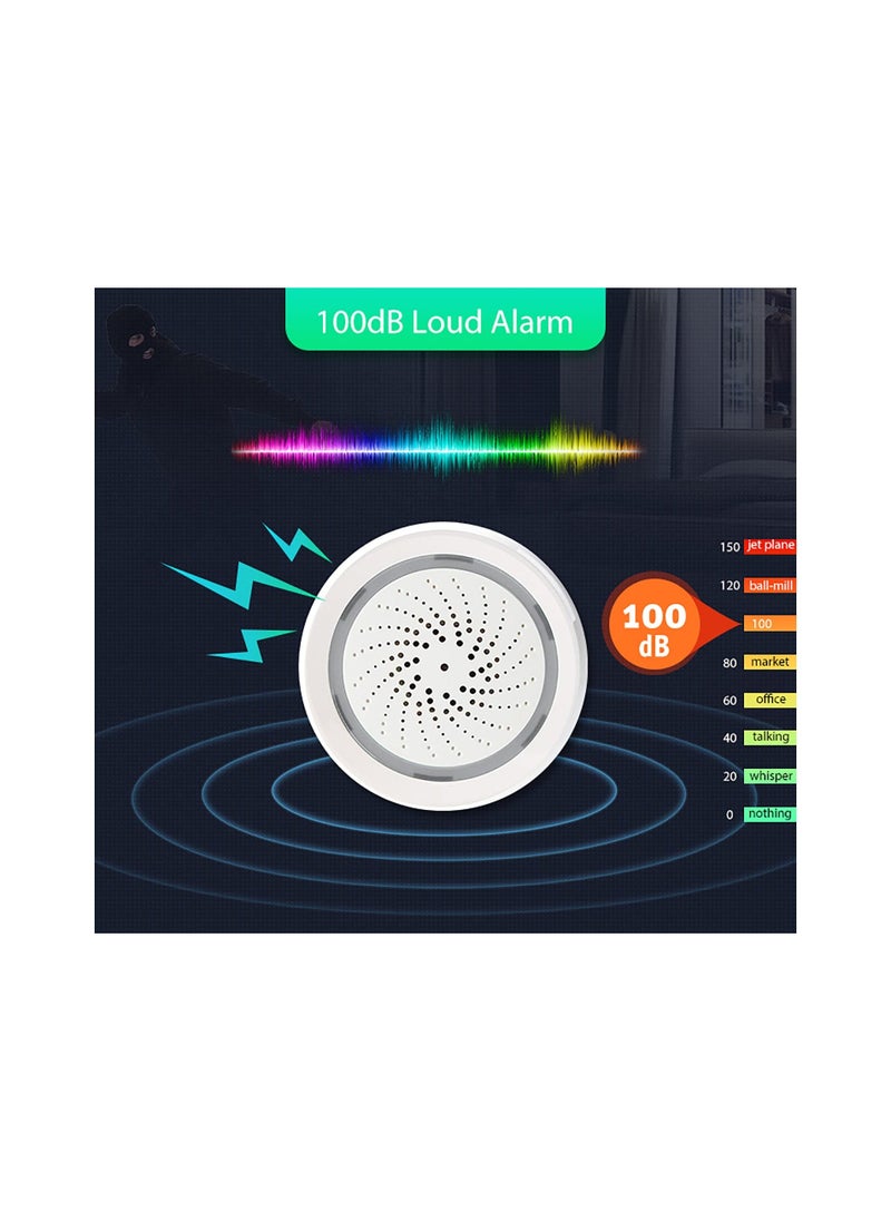 Y&D - Smart Wi-Fi Siren Alarm, Wireless Burglar Alarm with Sound and Light, 100dB Sounder, Tuya App Control, No Hub Required, for House, Apartment, Compatible Alexa, Google Assistant(1 Pack) - Image 1