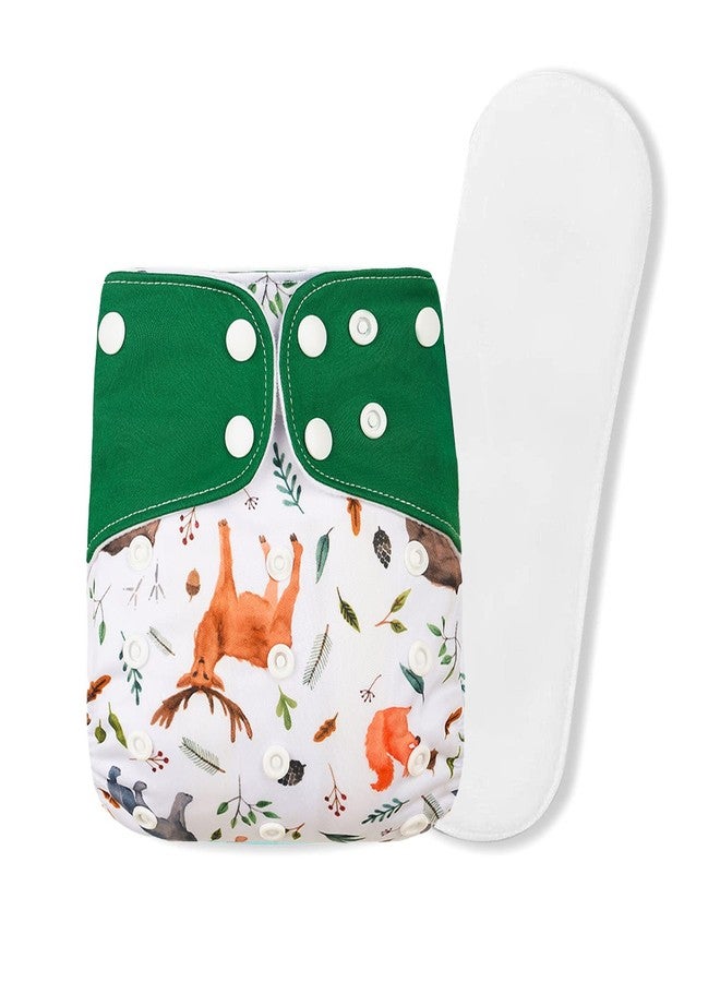 GUCHIGU Soft Fleece Lined Baby Pocket Cloth Reusable Washable Diapers All-in-One Nappy for Babies Toddlers with 1 Wet-Free Insert - BK21 (One Size Adjustable Diaper, 4 Sizes in 1, 5-17 kg, BD2050B) - Image 1
