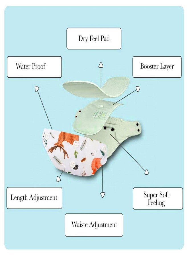 GUCHIGU Soft Fleece Lined Baby Pocket Cloth Reusable Washable Diapers All-in-One Nappy for Babies Toddlers with 1 Wet-Free Insert - BK21 (One Size Adjustable Diaper, 4 Sizes in 1, 5-17 kg, BD2050B) - Image 3