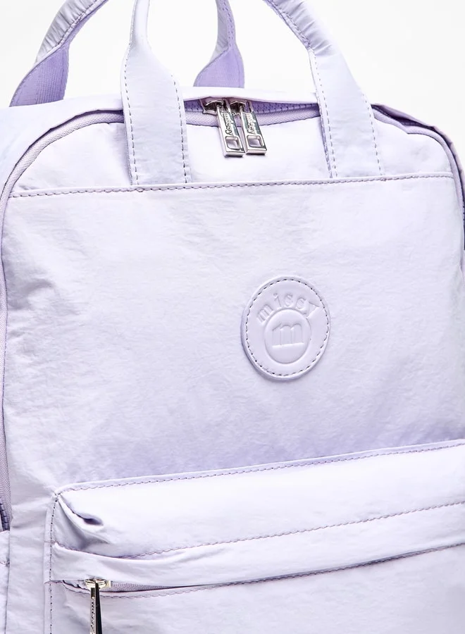 ميسي Missy Logo Applique Backpack with Adjustable Strap and Zip Closure - 12x41x30 cm