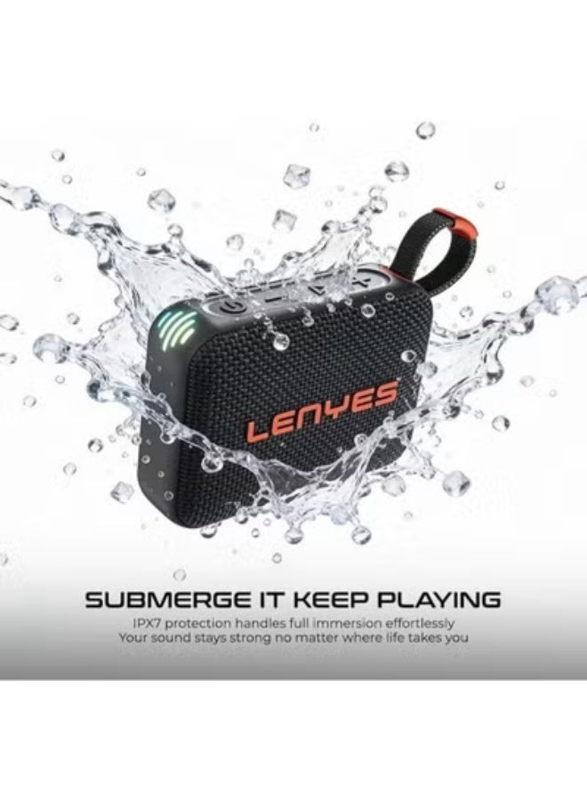 Lenyes S216 6W Bluetooth Portable Speaker, IPX7 Waterproof Wireless Speaker with Deep Bass, TWS Stereo Pairing, TF Card Support, Compact Outdoor Music Speaker - Black - Image 2