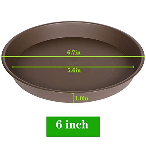 Bleuhome 6 Pack Plant Saucer Tray, 4 5 6 8 10 12 13 15 17 19 inch Plant Saucers, Heavy Duty Plastic Plant Drip Trays for Indoors, Flower Plant Water Tray, Plant Trays for Pots Base (6 inch, Chocolate) - Image 2