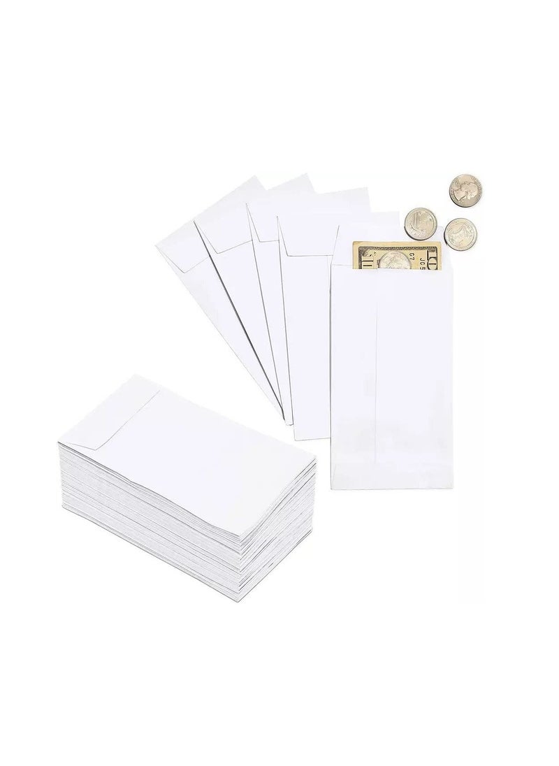 MARKQ White Coin Envelopes 6 x 4 inches Kraft Self Adhesive Seed Envelopes for Small Items Parts Wages Notes Beads Garden Office 50 Pack  - Image 1
