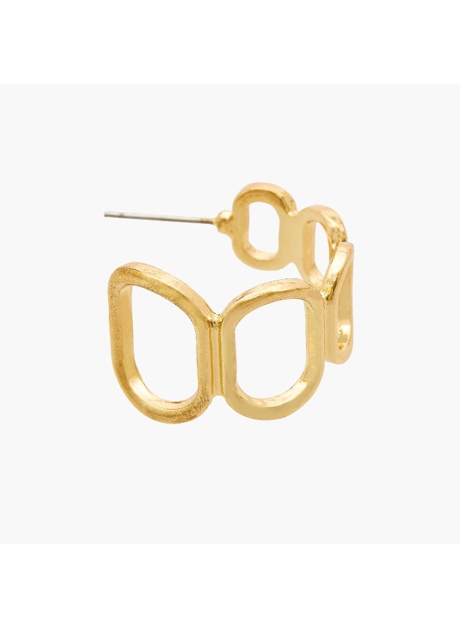 LIFESTYLE Metallic Cutout Hoop Earrings with Pushback Closure - Image 4