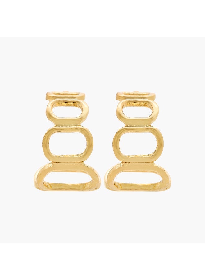 LIFESTYLE Metallic Cutout Hoop Earrings with Pushback Closure - Image 1