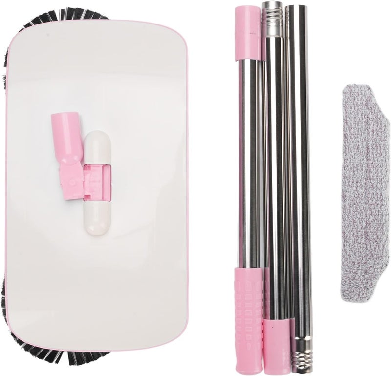 Carpet Sweeper Manual Push Handheld, Hard Floor Cleaner with 180 Degree Rotating Mopping Head for Wooden Marble Tile Floors, 2 in 1 Spin Sweeper for Multi-Surface Cleaning (Pink) - Image 2