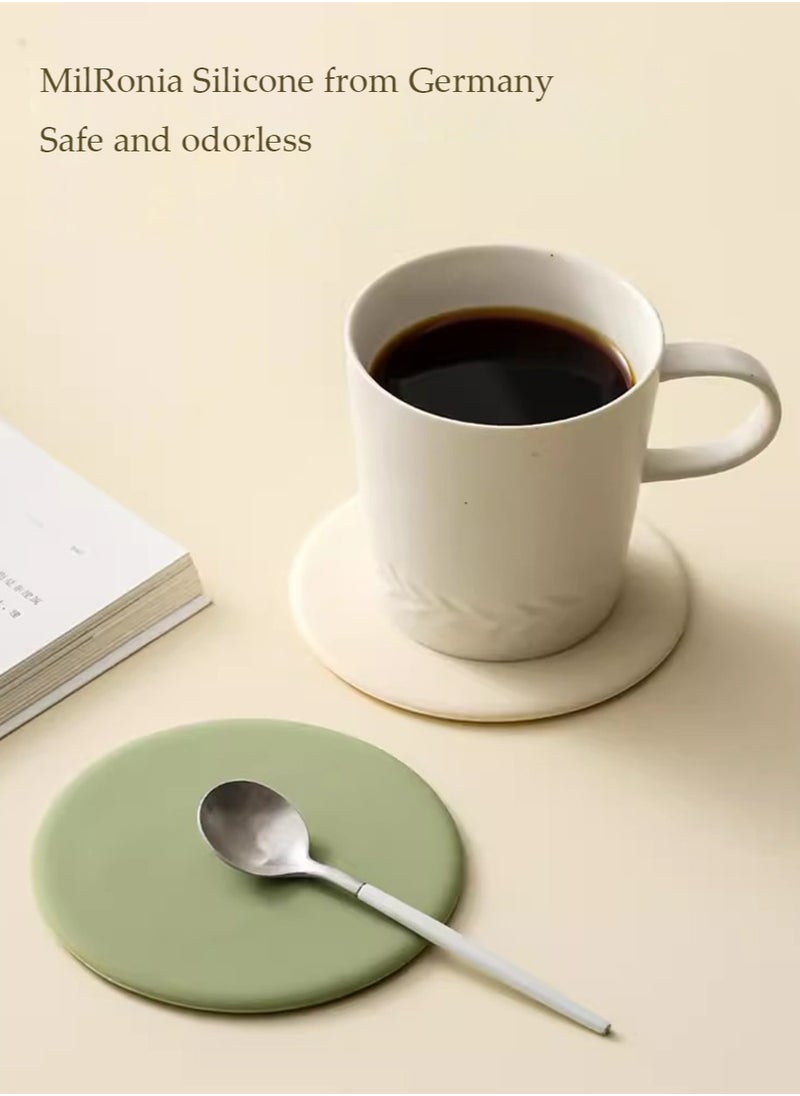 yIFeNG Silicone Coasters, Coasters for Coffee Drinks 2 Set Non-Slip Cup Coasters, Heat Resistant Cup Mate, Soft Coaster for Tabletope Protection, Furniture from Damage  - Image 2