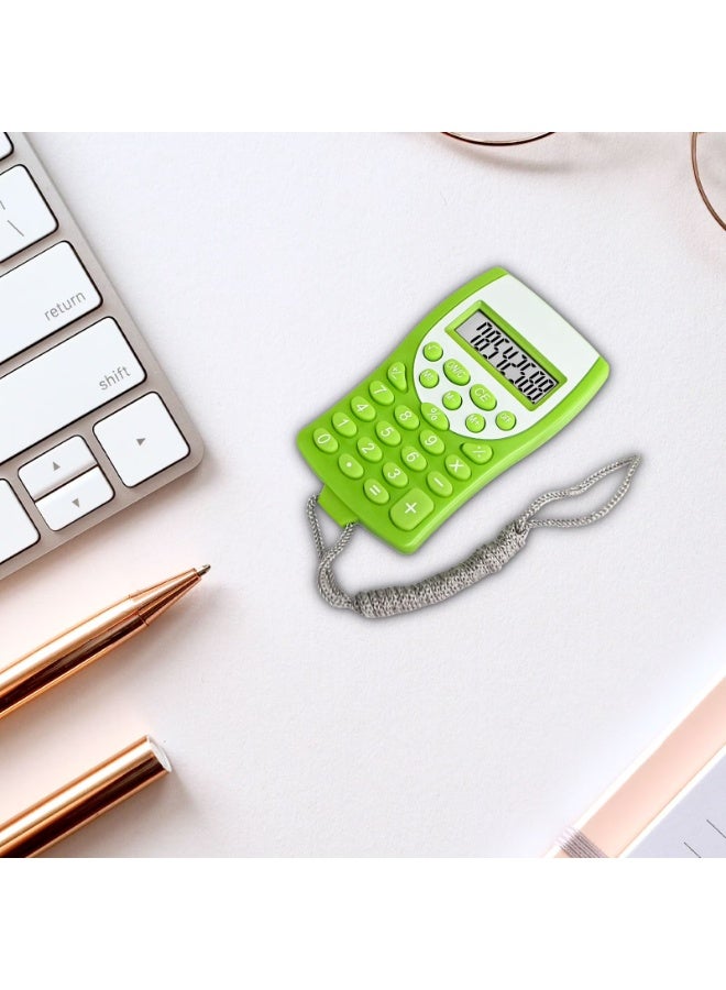 آلة حاسبة إلكترونية ، شاشة رقمية، تصميم محمول مع حبل، مناسبة للمكتب والمدرسة خفيفة الوزن ومناسبة للحقائب المدرسية وحقائب العمل (اخضر) - Image 1