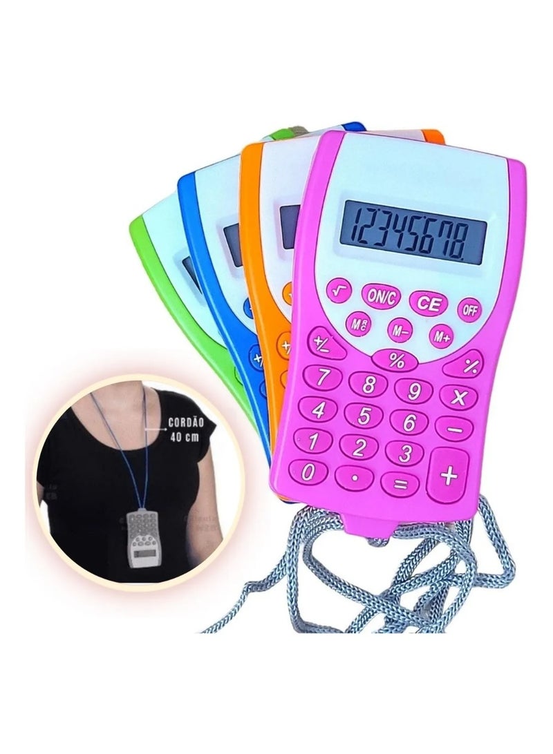 آلة حاسبة إلكترونية ، شاشة رقمية، تصميم محمول مع حبل، مناسبة للمكتب والمدرسة خفيفة الوزن ومناسبة للحقائب المدرسية وحقائب العمل (اخضر) - Image 2