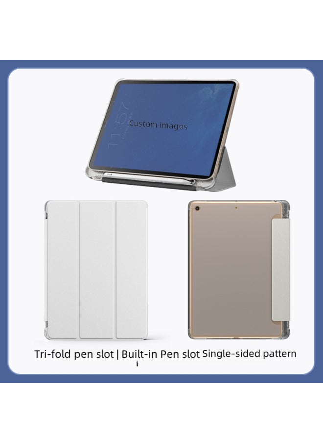Generic - Customized Ipad Tablet Protective Case 9th Gen Magnetic Attraction Sleep Mode Tri-fold 9.7 Inch Pen Slot 10.2nd Gen Release-Color:Airbag Three Fold  To Customize-Applicable Model:iPad 7/8/9-10.2 Inches - Image 1