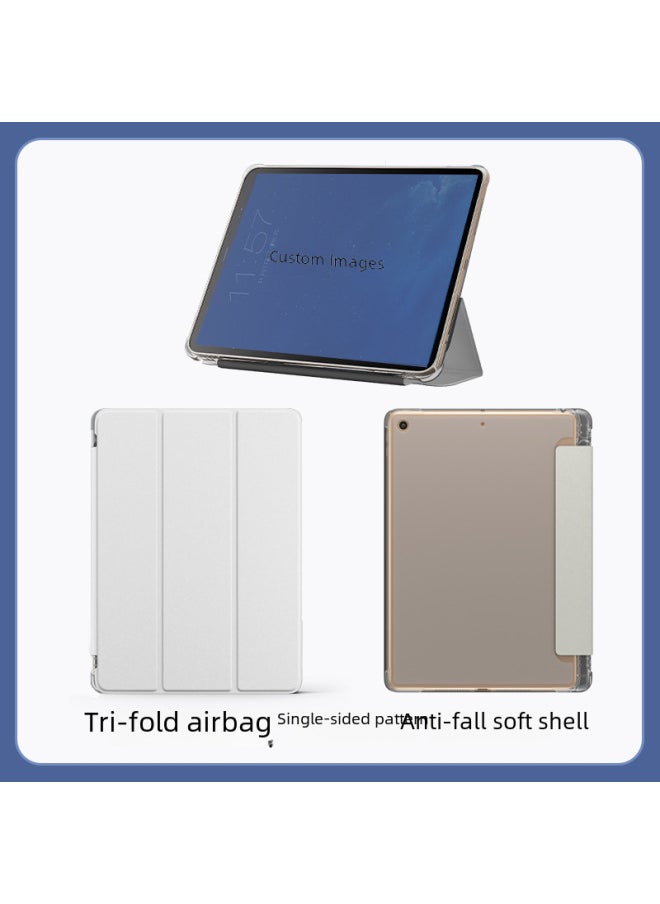 Generic - Customized Ipad Tablet Protective Case 9th Gen Magnetic Attraction Sleep Mode Tri-fold 9.7 Inch Pen Slot 10.2nd Gen Release-Color:Airbag Three Fold  To Customize-Applicable Model:iPad 7/8/9-10.2 Inches - Image 1