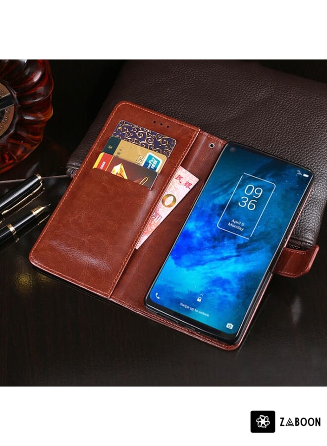 Zaboon Protective Case For TCL 10 5G idewei Crazy Horse Texture Horizontal Flip Leather Case with Holder & Card Slots & Wallet - Image 3