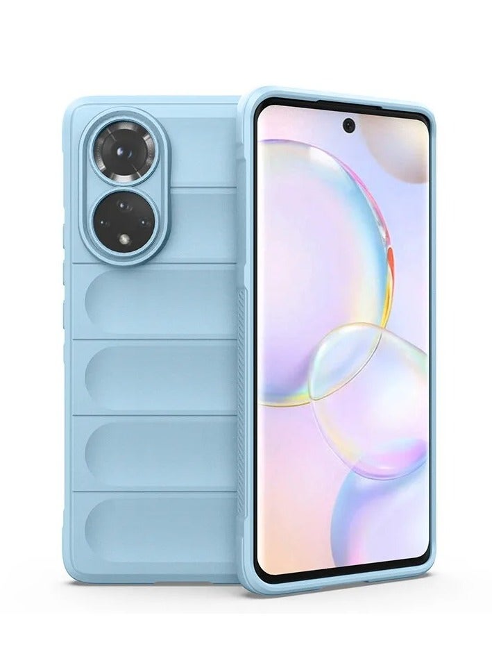 حافظة حماية ممتازة من السيليكون الخلفي متوافقة مع Honor 50/Nova 9 Magic Shield حافظة مقاومة للصدمات مع حماية للكاميرا (أزرق فاتح) - Image 1