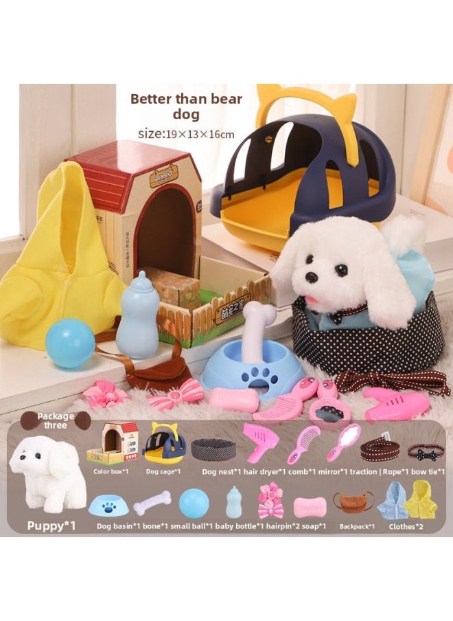 Toy Dog Dog Imitation Dog Children Walking Can Call Baby Electric Plush Electronic Small Can Move Baby Pet-Color:Bixiong Luxury Complete Set-Specifications:[battery Model] Comes With Ordinary Battery + Screwdriver  - Image 1