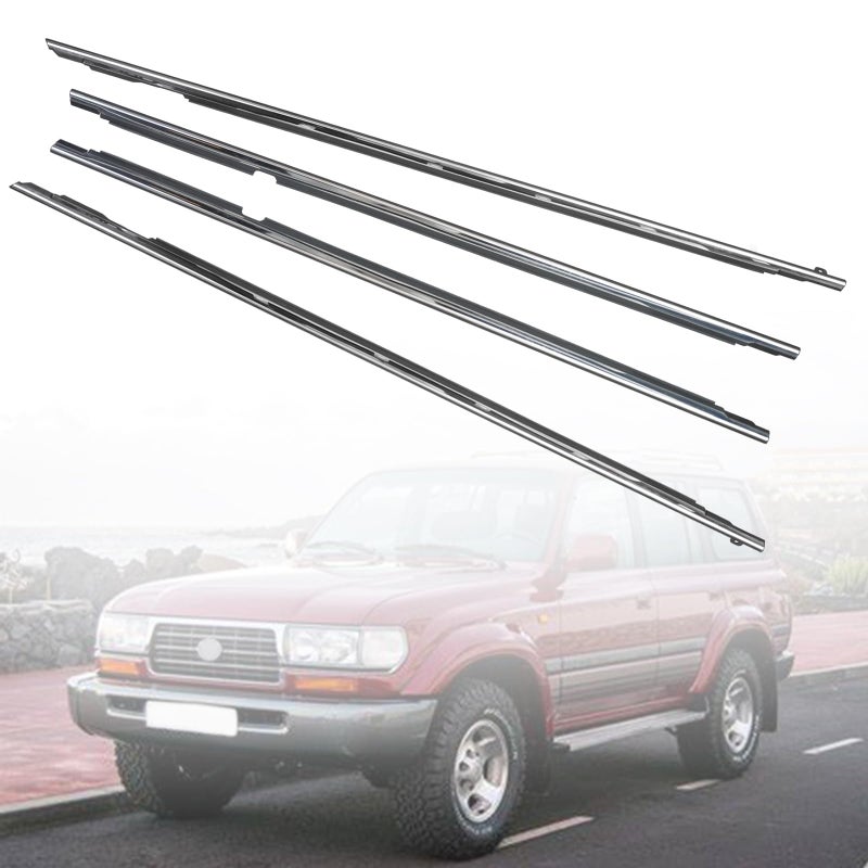 Dexepe Weatherstrip Door Window Molding Trim Seal Belt Compatible with Toyota Land Cruiser 19911998 Lexus LX450 19961997 Replace7571060021 7572060021 7573060020 7574060020Bright Black 4PCS