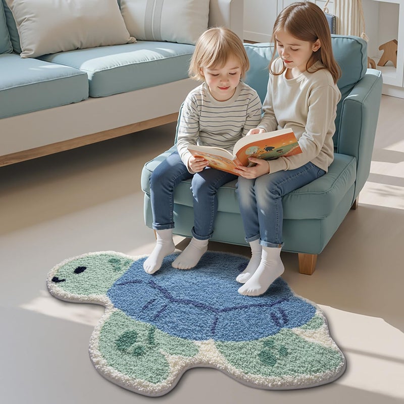 LUMI Cute Animal Bathroom Rugs, Plush Absorbent Bath Mats for Bathroom, Non-Slip Backing Washable Bath Mat, Ideal for Shower Sink Bathtub Room Decor, 20"x33", Blue Sea Turtle - Image 4