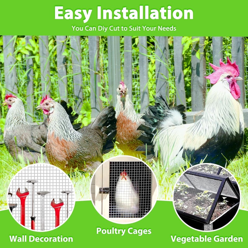 797Audio Hardware Cloth Hot Dip Galvanized After Welding,1/2 inch 24 in x 100 ft 19 Gauge,Chicken Wire,Metal Fence Mesh Wire Roll,Garden Fencing Welded Wire Mesh for Pet Enclosures,Poultry and Agricultural Use - Image 5