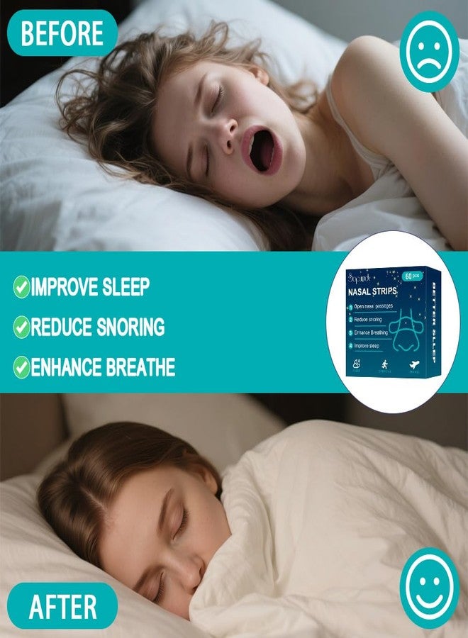 Sopurrrdy Soporrrdy 60ct Nasal Strips for Snoring: Extra-Strength Nasal Strips for Relief of Nasal Congestion and Improved Breathing During Sleep and Exercise - Image 3