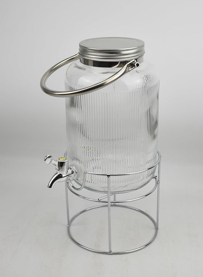 Orchid 4L Glass Beverage Dispenser with Metal Handle & Stand - Image 3