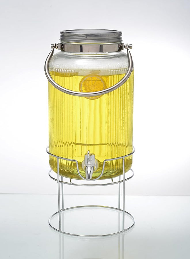 Orchid 4L Glass Beverage Dispenser with Metal Handle & Stand - Image 1