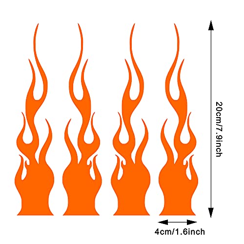 TOMALL 4 Pcs 7.8'' Flame Reflective Sticker for Car Vinyl Racing Sports Flame Stripe Decal for Golf Cart Off-Road Vehicles Motorcycles Bike Skateboard Laptop DIY Decoration (Orange) - Image 2