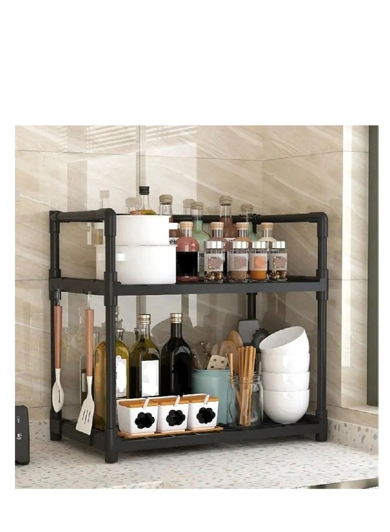 2 Tier Kitchen Shelf Organizer Kitchen Free Standing Rack for Kitchen  Stationary and Jars Organization Stand Compact & Convenient - Image 2