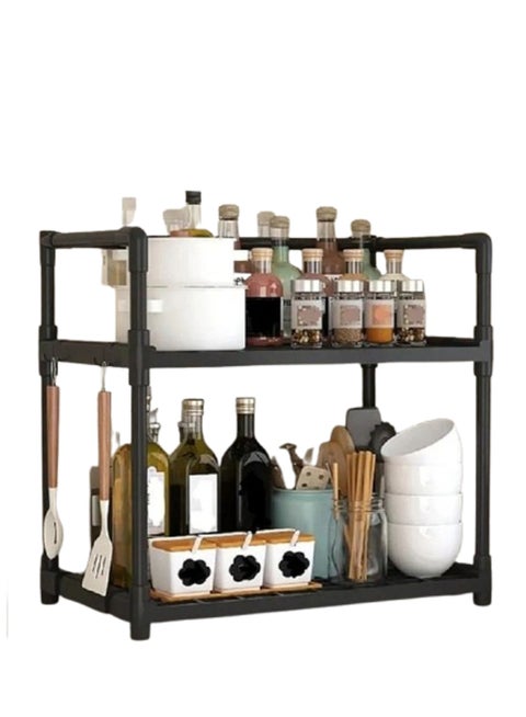 2 Tier Kitchen Shelf Organizer Kitchen Free Standing Rack for Kitchen  Stationary and Jars Organization Stand Compact & Convenient