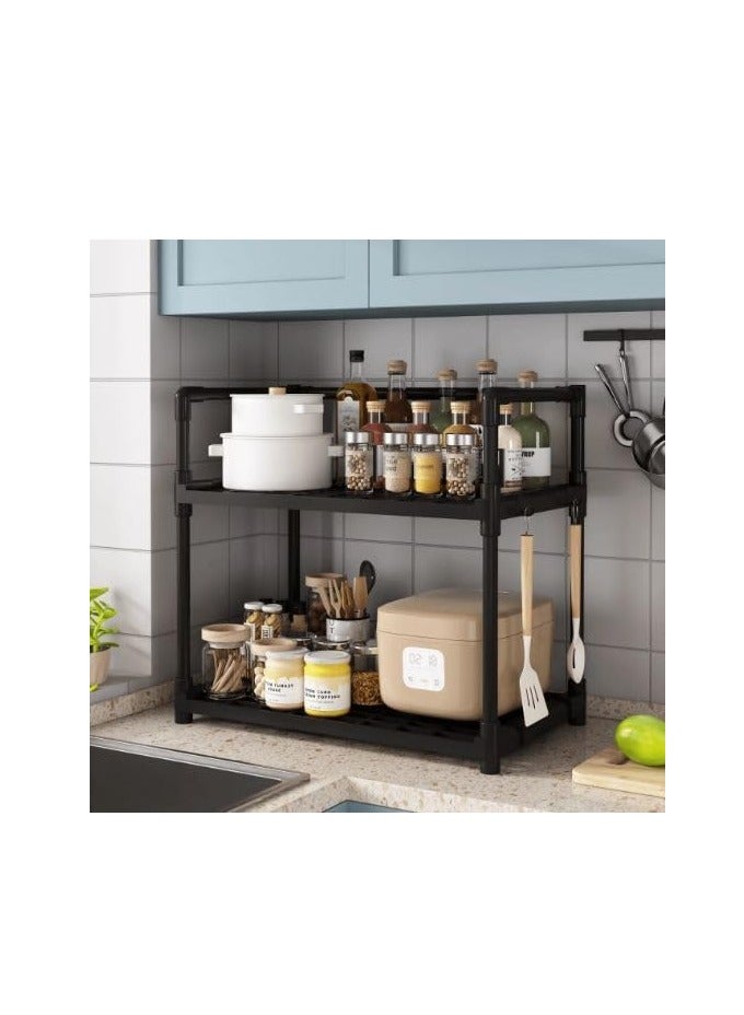 2 Tier Kitchen Shelf Organizer Kitchen Free Standing Rack for Kitchen  Stationary and Jars Organization Stand Compact & Convenient - Image 3