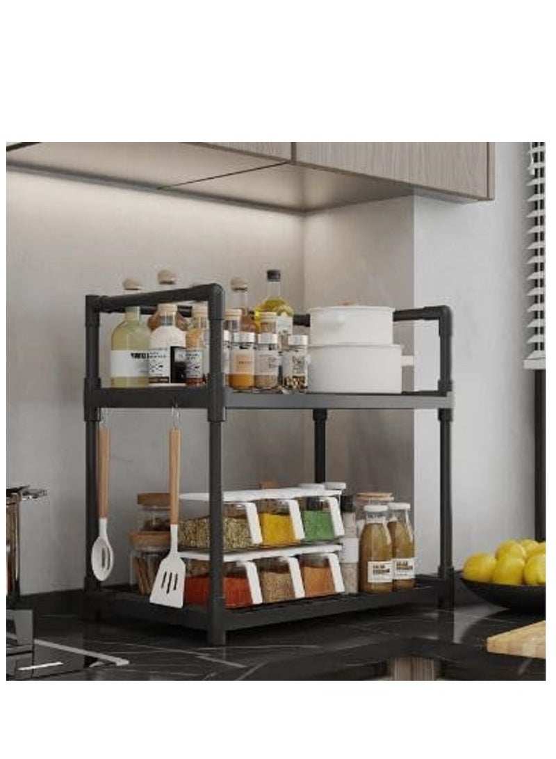 2 Tier Kitchen Shelf Organizer Kitchen Free Standing Rack for Kitchen  Stationary and Jars Organization Stand Compact & Convenient - Image 5
