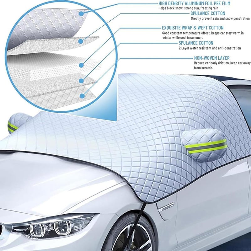 Car Windshield Snow Covers for Mitsubishi e-Evolution eK eK X,Windshield Cover for Ice and Snow Shade Blocks Winter Frost Hail Protector Accessories,245 * 145cm - Image 3