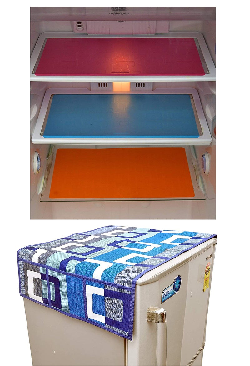 Yellow Weaves Exclusive Decorative Fridge Top Cover + 3 Fridge mat - Multi Colour - Image 1