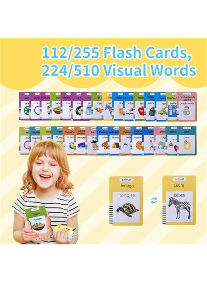 Bilingual Toddler Toys for 3, 4, 5, 6 Year Old Boys and Girls - Talking Flash Cards with 224/510 Sight Words - Montessori and Autism Sensory Learning Educational Toys - 510 Words in Spanish and Engl - Image 4