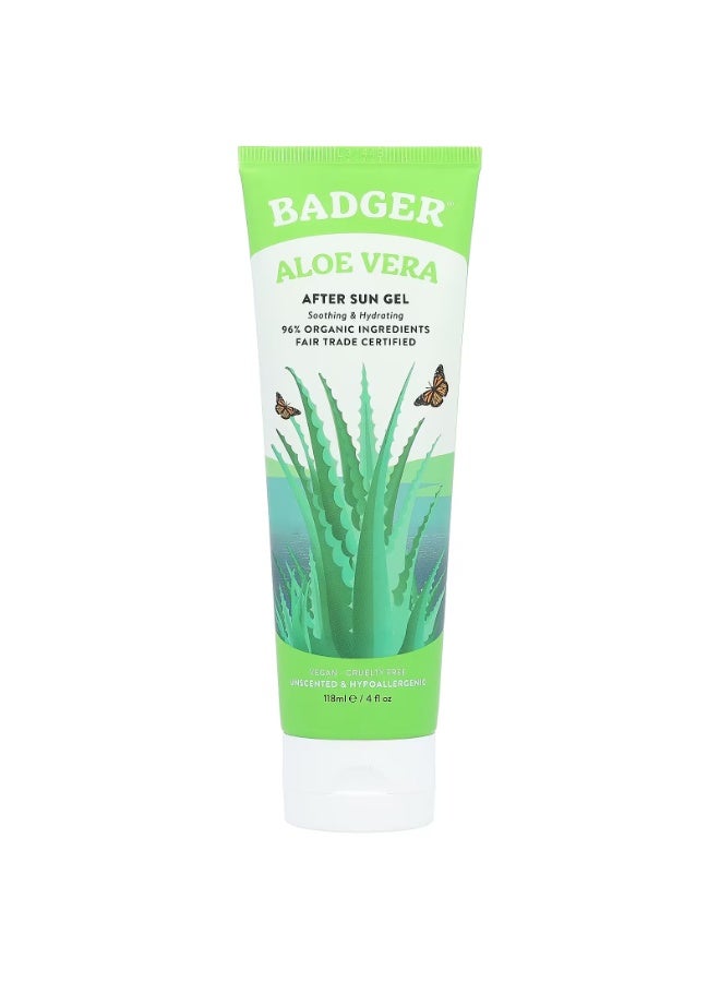 Badger, Aloe Vera, After Sun Gel, Unscented, 4 fl oz (118 ml)
