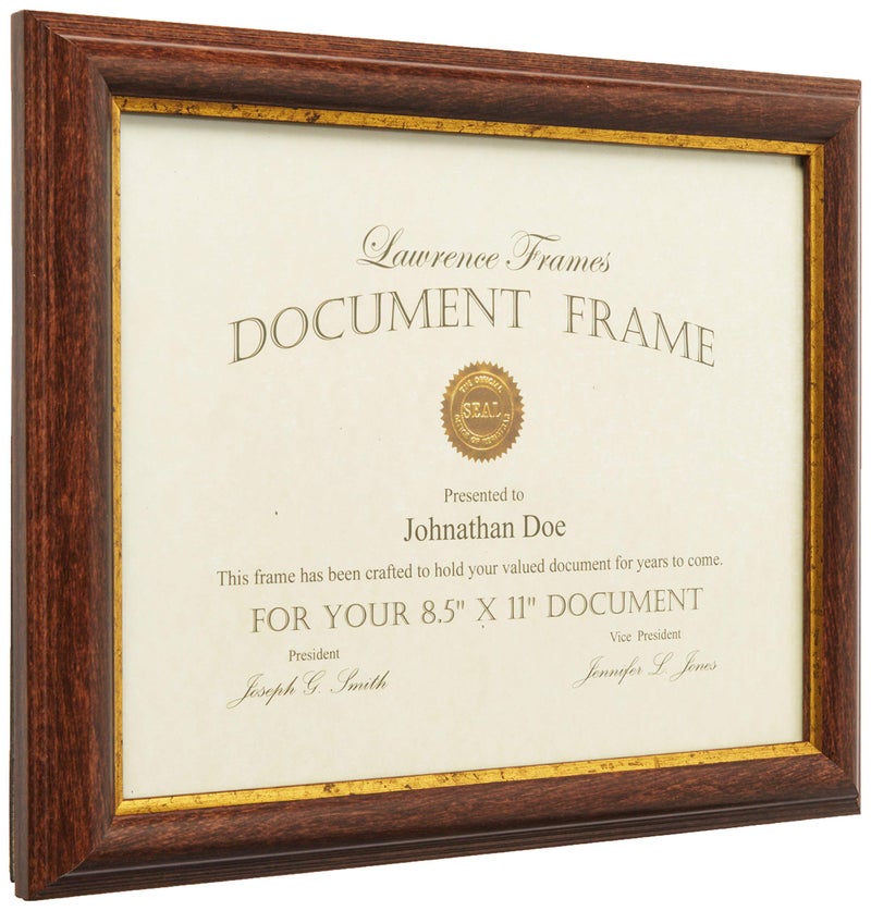 Lawrence Frames 185181 Walnut and Gold Document Picture Frame, 8.5x11 - Image 3